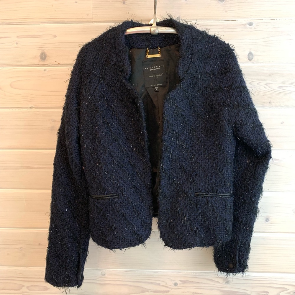 Sanctuary Shimmer Bouclé Knit Jacket